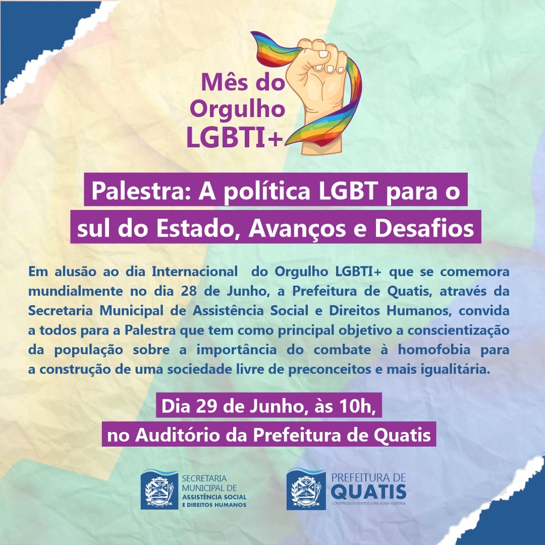 Palestra Em ComemoraÇÃo Ao MÊs Do Orgulho Lgbti Prefeitura Municipal