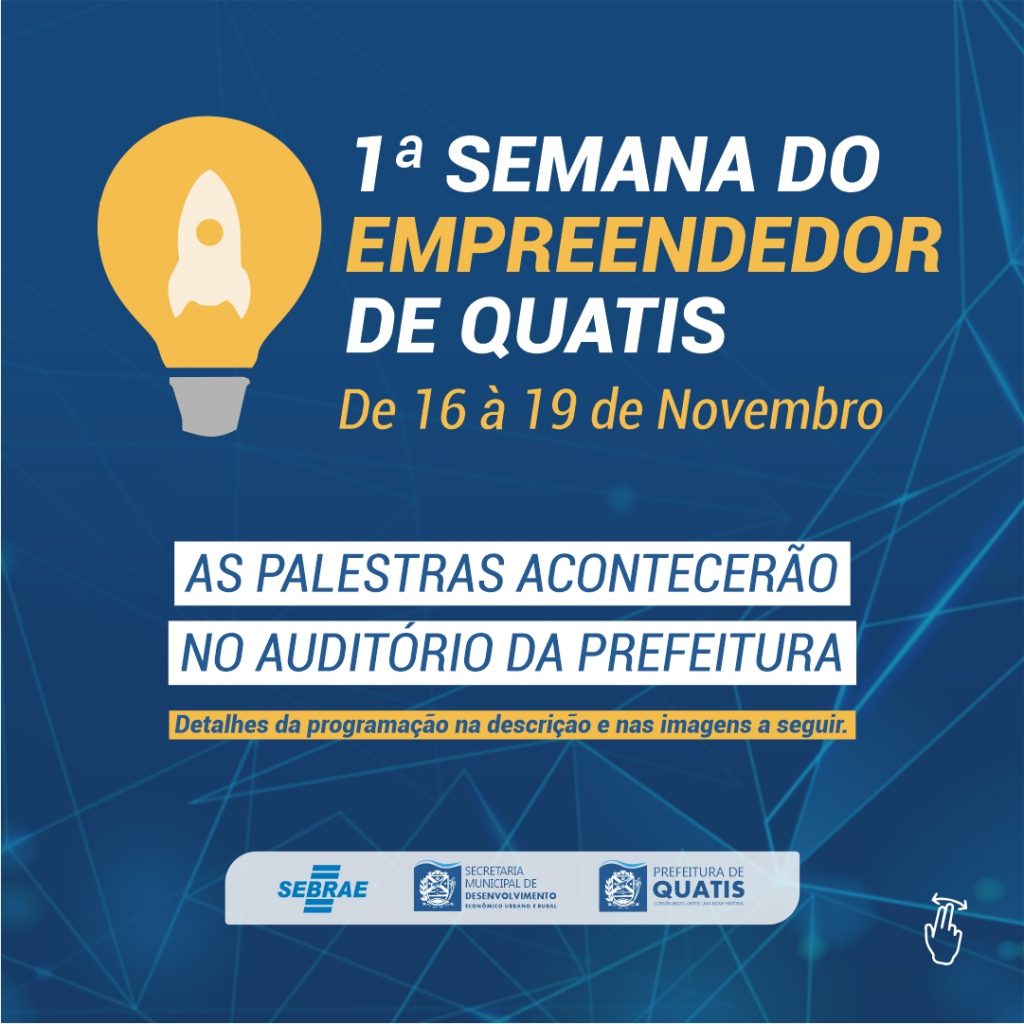 Prefeitura De Quatis Divulga Cronograma De Palestras Para A Semana Do Empreendedor Prefeitura