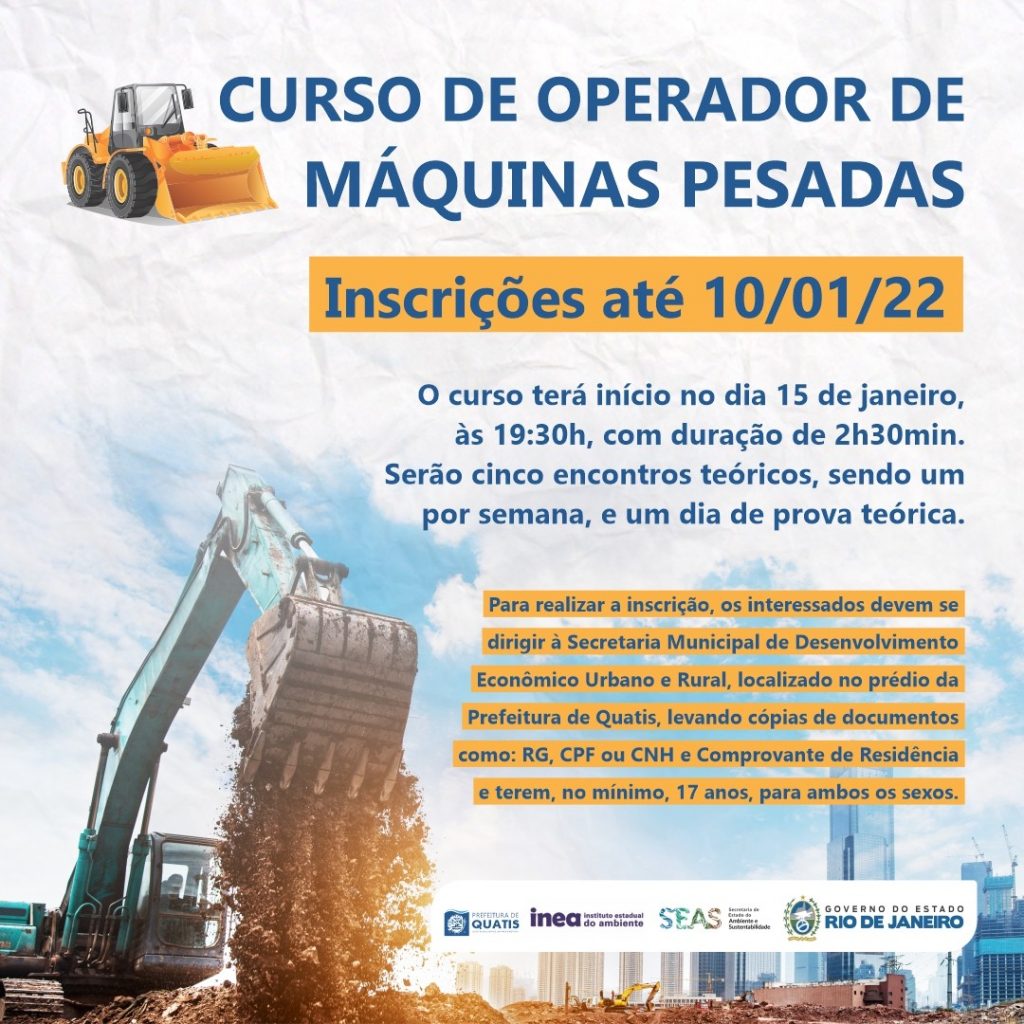 Inscrições para o Curso de Operador de Máquinas Pesadas estão abertas!