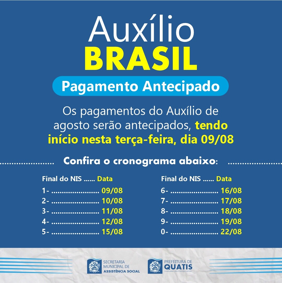 Qual calendário auxílio brasil 2022 6