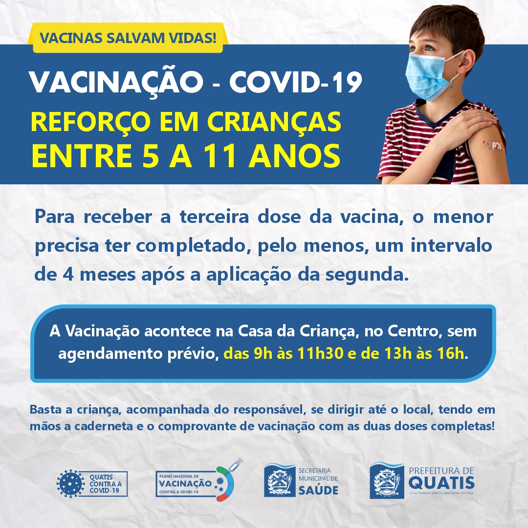 Covid Quatis Vai Iniciar A Aplica O Da Dose De Refor O Em Crian As Entre A Anos