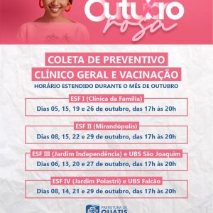 Horário Estendido Outubro Rosa
